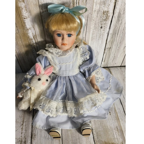 1970 Bradley Alice in Wonderland Collectible Porcelain Doll Blonde  hair - Picture 6 of 12